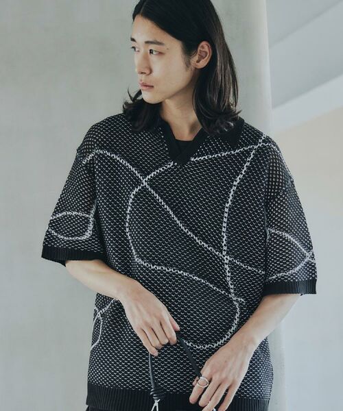 tk.TAKEO KIKUCHI / ティーケー タケオキクチ ニット・セーター | ラインアートニットポロ | 詳細4