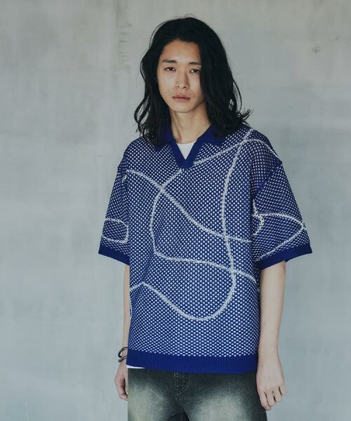 tk.TAKEO KIKUCHI / ティーケー タケオキクチ ニット・セーター | ラインアートニットポロ | 詳細7