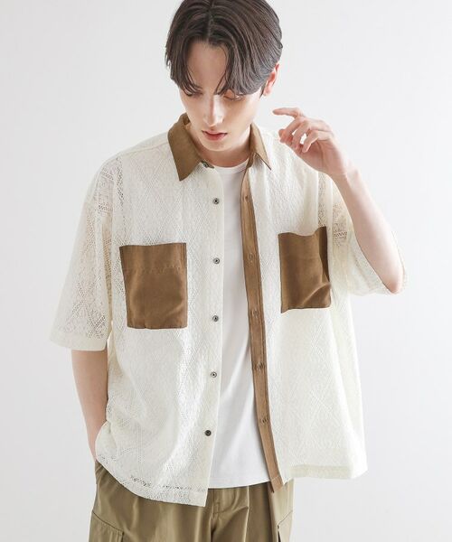 tk.TAKEO KIKUCHI / ティーケー タケオキクチ シャツ・ブラウス | サマースエードコンビレースシャツ | 詳細2