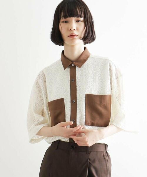 tk.TAKEO KIKUCHI / ティーケー タケオキクチ シャツ・ブラウス | サマースエードコンビレースシャツ | 詳細6