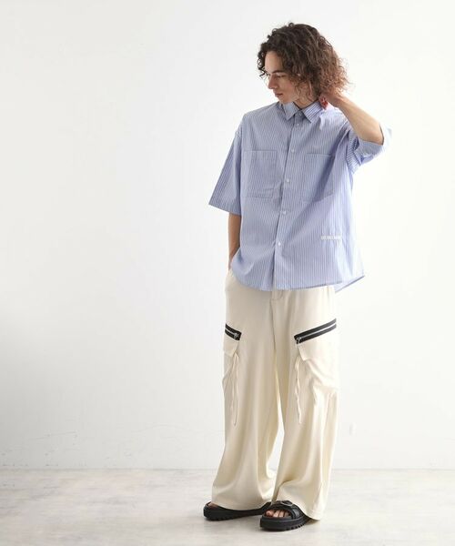 tk.TAKEO KIKUCHI / ティーケー タケオキクチ シャツ・ブラウス | ストライプ刺繍シャツ | 詳細8