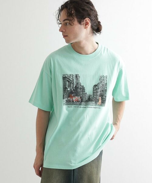 tk. TAKEO KIKUCHI/ティーケー タケオキクチ フォトプリント刺繍Tシャツ ライトグリーン(020) 02(M) tk. TAKEO KIKUCHI/ティーケー タケオキクチ フォトプリント刺繍Tシャツ ライトグリーン(020) 02(M)