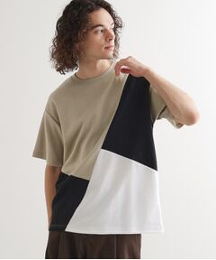 tk.TAKEO KIKUCHI / ティーケー タケオキクチ カットソー | フクレジャカードナナメ切替えカットソー