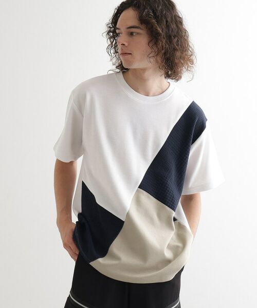 tk.TAKEO KIKUCHI / ティーケー タケオキクチ カットソー | フクレジャカードナナメ切替えカットソー | 詳細1