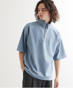 tk.TAKEO KIKUCHI / ティーケー タケオキクチ カットソー | ポンチスエードハーフジップカットソー