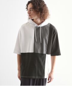 tk.TAKEO KIKUCHI / ティーケー タケオキクチ パーカー | 5分袖キリカエポンチフーディ