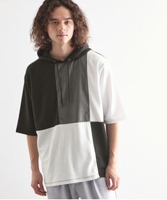 tk.TAKEO KIKUCHI / ティーケー タケオキクチ パーカー | 5分袖キリカエポンチフーディ