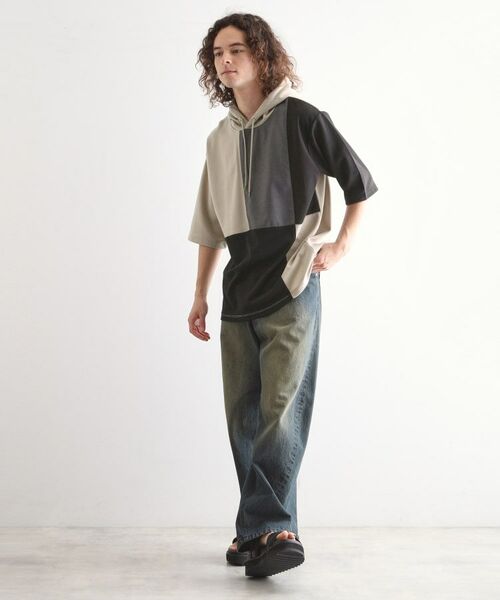 tk.TAKEO KIKUCHI / ティーケー タケオキクチ パーカー | 5分袖キリカエポンチフーディ | 詳細10