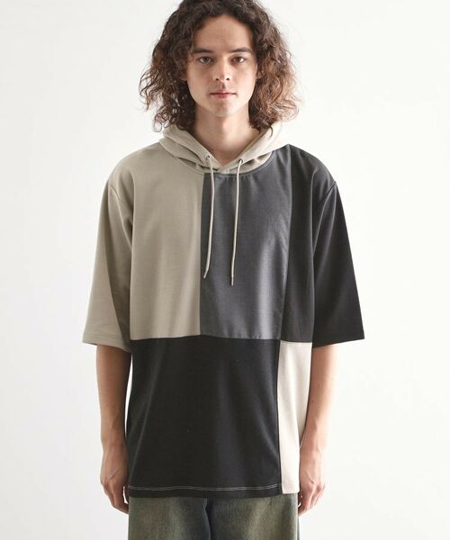 tk.TAKEO KIKUCHI / ティーケー タケオキクチ パーカー | 5分袖キリカエポンチフーディ | 詳細13