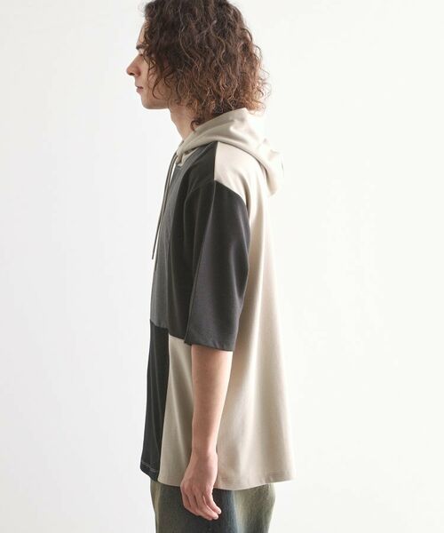 tk.TAKEO KIKUCHI / ティーケー タケオキクチ パーカー | 5分袖キリカエポンチフーディ | 詳細14