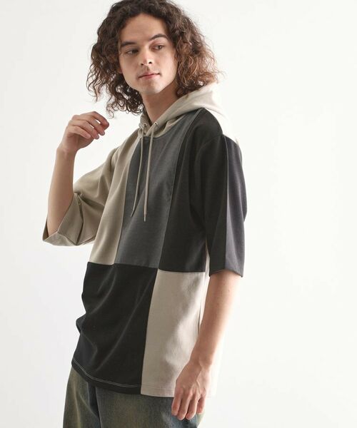 tk.TAKEO KIKUCHI / ティーケー タケオキクチ パーカー | 5分袖キリカエポンチフーディ | 詳細9
