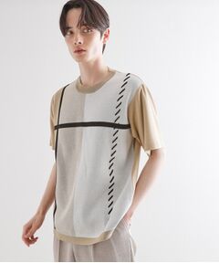 tk.TAKEO KIKUCHI / ティーケー タケオキクチ カットソー | ニットドッキングクロスオーバー