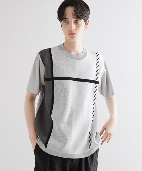 tk.TAKEO KIKUCHI / ティーケー タケオキクチ カットソー | ニットドッキングクロスオーバー | 詳細1