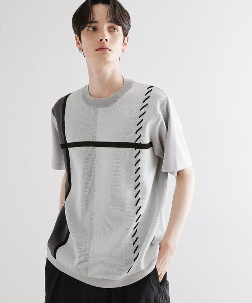 tk.TAKEO KIKUCHI / ティーケー タケオキクチ カットソー | ニットドッキングクロスオーバー(ライトグレー(011))
