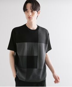 tk.TAKEO KIKUCHI / ティーケー タケオキクチ カットソー | ニットドッキングブロックチェック