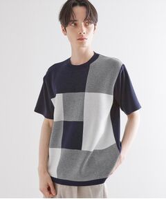 tk.TAKEO KIKUCHI / ティーケー タケオキクチ カットソー | ニットドッキングブロックチェック