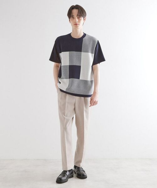 tk.TAKEO KIKUCHI / ティーケー タケオキクチ カットソー | ニットドッキングブロックチェック | 詳細10