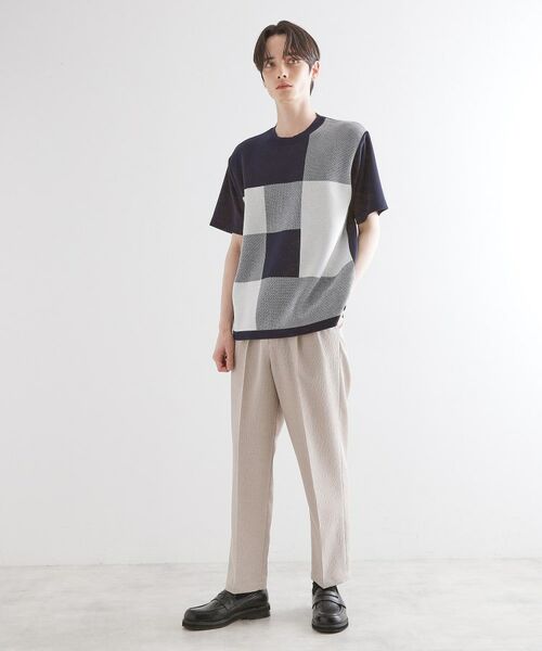tk.TAKEO KIKUCHI / ティーケー タケオキクチ カットソー | ニットドッキングブロックチェック | 詳細11