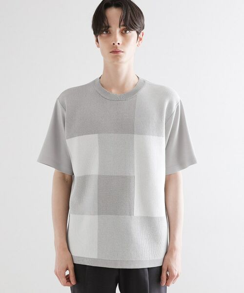 tk.TAKEO KIKUCHI / ティーケー タケオキクチ カットソー | ニットドッキングブロックチェック | 詳細13