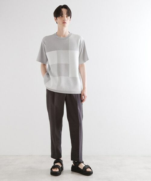 tk.TAKEO KIKUCHI / ティーケー タケオキクチ カットソー | ニットドッキングブロックチェック | 詳細3