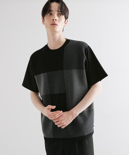 tk.TAKEO KIKUCHI / ティーケー タケオキクチ カットソー | ニットドッキングブロックチェック | 詳細5