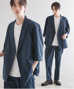 tk.TAKEO KIKUCHI / ティーケー タケオキクチ テーラードジャケット | 【セットアップ 2点セット】ダブルテーラード半袖ジャケット＋スラックス