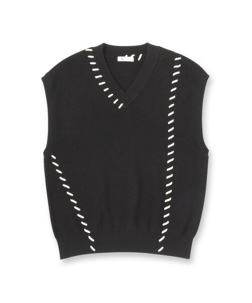 tk.TAKEO KIKUCHI / ティーケー タケオキクチ ベスト | クロップドVネックニットベスト | 詳細1