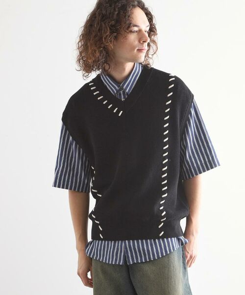tk.TAKEO KIKUCHI / ティーケー タケオキクチ ベスト | クロップドVネックニットベスト | 詳細16