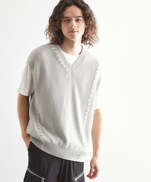 tk.TAKEO KIKUCHI / ティーケー タケオキクチ ベスト | クロップドVネックニットベスト | 詳細2