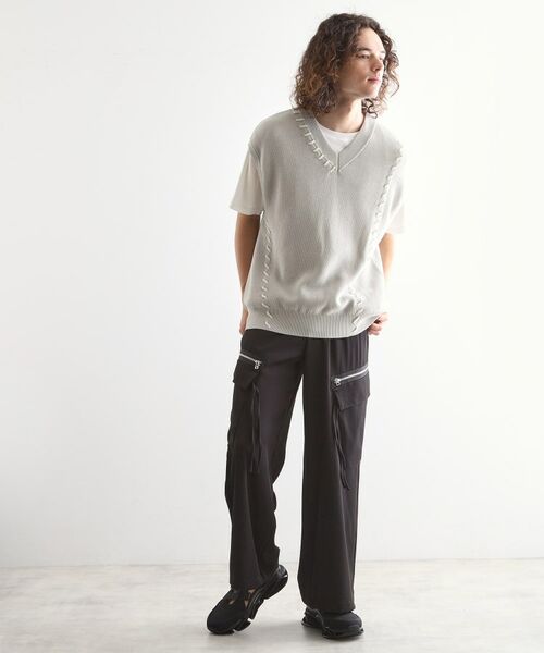 tk.TAKEO KIKUCHI / ティーケー タケオキクチ ベスト | クロップドVネックニットベスト | 詳細3