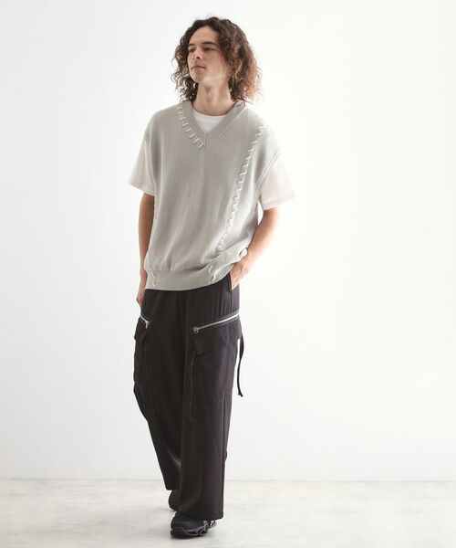 tk.TAKEO KIKUCHI / ティーケー タケオキクチ ベスト | クロップドVネックニットベスト | 詳細4