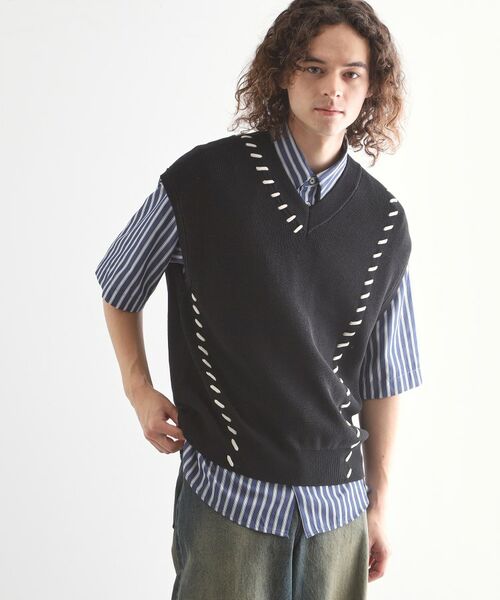 tk.TAKEO KIKUCHI / ティーケー タケオキクチ ベスト | クロップドVネックニットベスト | 詳細6