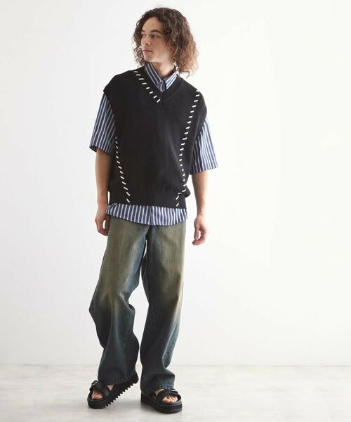 tk.TAKEO KIKUCHI / ティーケー タケオキクチ ベスト | クロップドVネックニットベスト | 詳細7