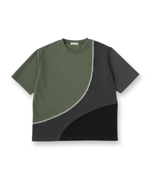 tk.TAKEO KIKUCHI / ティーケー タケオキクチ カットソー | ニットドッキングカーブスイッチカットソー | 詳細1