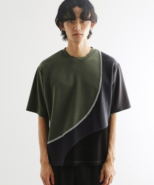 tk.TAKEO KIKUCHI / ティーケー タケオキクチ カットソー | ニットドッキングカーブスイッチカットソー | 詳細14