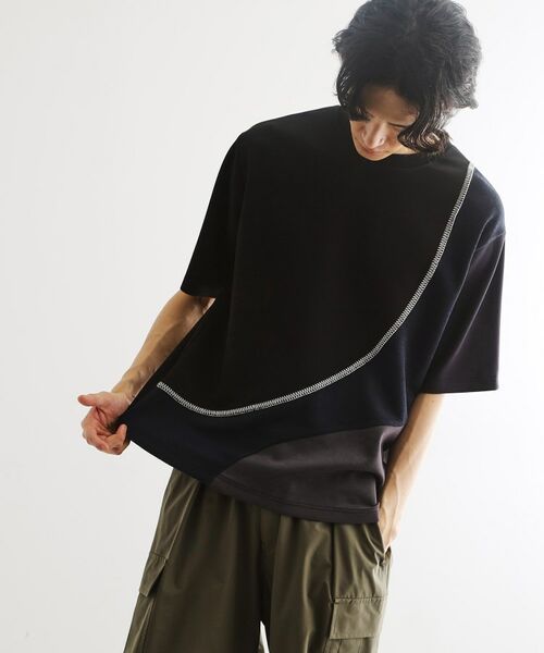 tk.TAKEO KIKUCHI / ティーケー タケオキクチ カットソー | ニットドッキングカーブスイッチカットソー | 詳細6