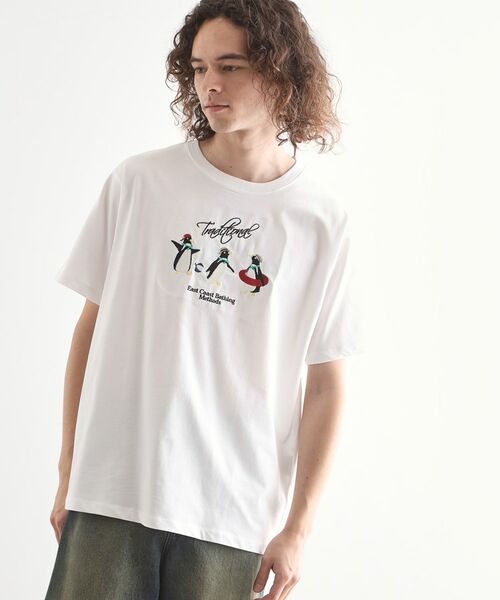 tk.TAKEO KIKUCHI / ティーケー タケオキクチ Tシャツ | アニマル刺繍カットソー（ホワイト(001)）