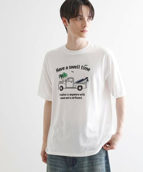 tk. TAKEO KIKUCHI/ティーケー タケオキクチ パッチクロス刺繍Tシャツ ホワイト(101) 03(L)