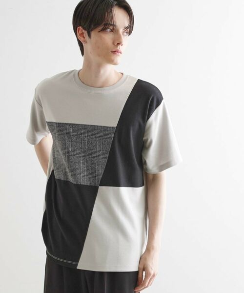 tk.TAKEO KIKUCHI / ティーケー タケオキクチ Tシャツ | ブロック切替半袖Tシャツ | 詳細1