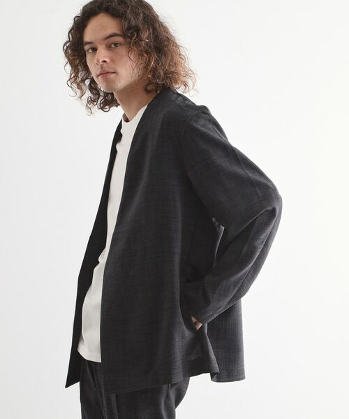 tk.TAKEO KIKUCHI / ティーケー タケオキクチ ノーカラージャケット | テックキャンバスノーカラージャケット | 詳細1