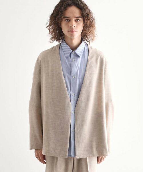 tk.TAKEO KIKUCHI / ティーケー タケオキクチ ノーカラージャケット | テックキャンバスノーカラージャケット | 詳細13