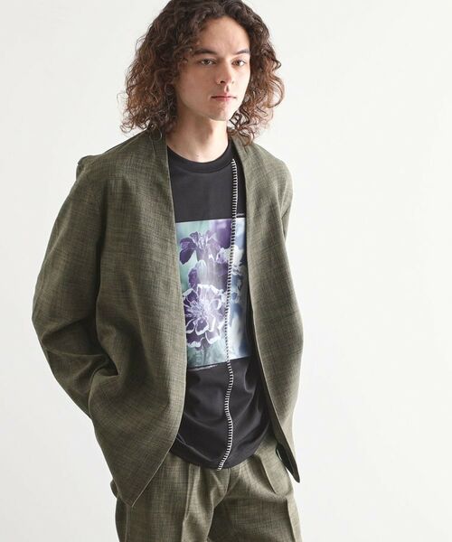 tk.TAKEO KIKUCHI / ティーケー タケオキクチ ノーカラージャケット | テックキャンバスノーカラージャケット | 詳細5