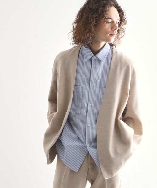 tk.TAKEO KIKUCHI / ティーケー タケオキクチ ノーカラージャケット | テックキャンバスノーカラージャケット | 詳細9