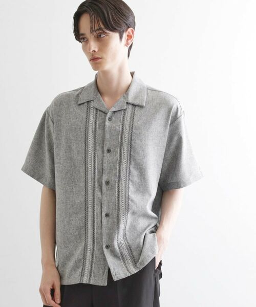 tk.TAKEO KIKUCHI / ティーケー タケオキクチ シャツ・ブラウス | コード刺繍シャツ(ライトグレー(011))