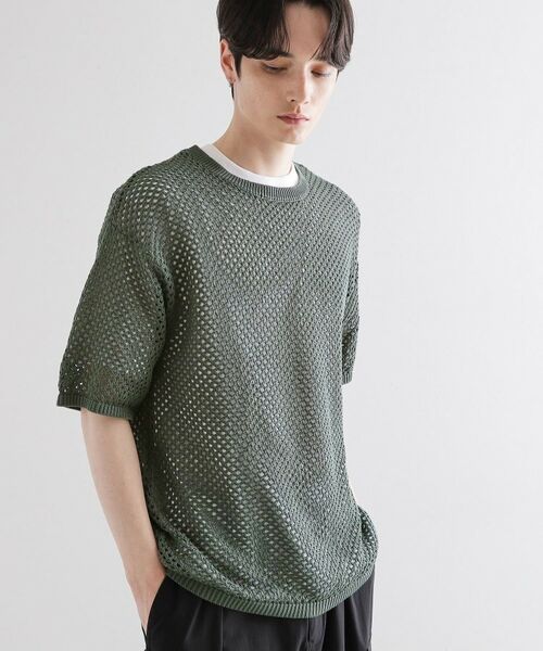 tk.TAKEO KIKUCHI / ティーケー タケオキクチ カットソー | サマーメッシュアンサンブル(オリーブグリーン(026))