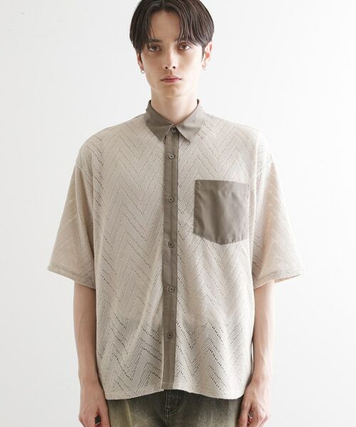 tk.TAKEO KIKUCHI / ティーケー タケオキクチ シャツ・ブラウス | ダブルレース5分袖シャツ | 詳細14