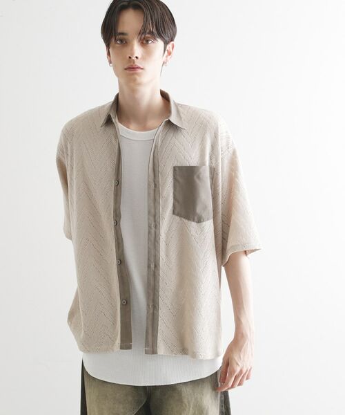 tk.TAKEO KIKUCHI / ティーケー タケオキクチ シャツ・ブラウス | ダブルレース5分袖シャツ | 詳細2