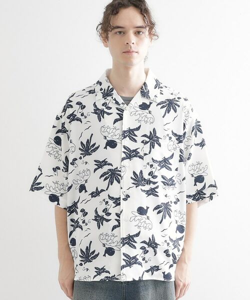 tk.TAKEO KIKUCHI / ティーケー タケオキクチ シャツ・ブラウス | 梨地クジラ柄オープンカラーシャツ | 詳細13