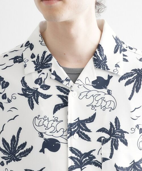 tk.TAKEO KIKUCHI / ティーケー タケオキクチ シャツ・ブラウス | 梨地クジラ柄オープンカラーシャツ | 詳細16