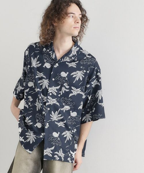 tk.TAKEO KIKUCHI / ティーケー タケオキクチ シャツ・ブラウス | 梨地クジラ柄オープンカラーシャツ | 詳細9